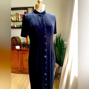 Vintage 90s black velvety goth/grunge button up maxi dress